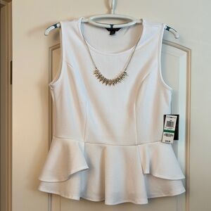 Thalia Sodi White Peplum Tank Top